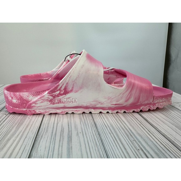 Birkenstock Arizona EVA Pink White Marble Sandals Women's Size 8 Slip On Stappy - Picture 2 of 6